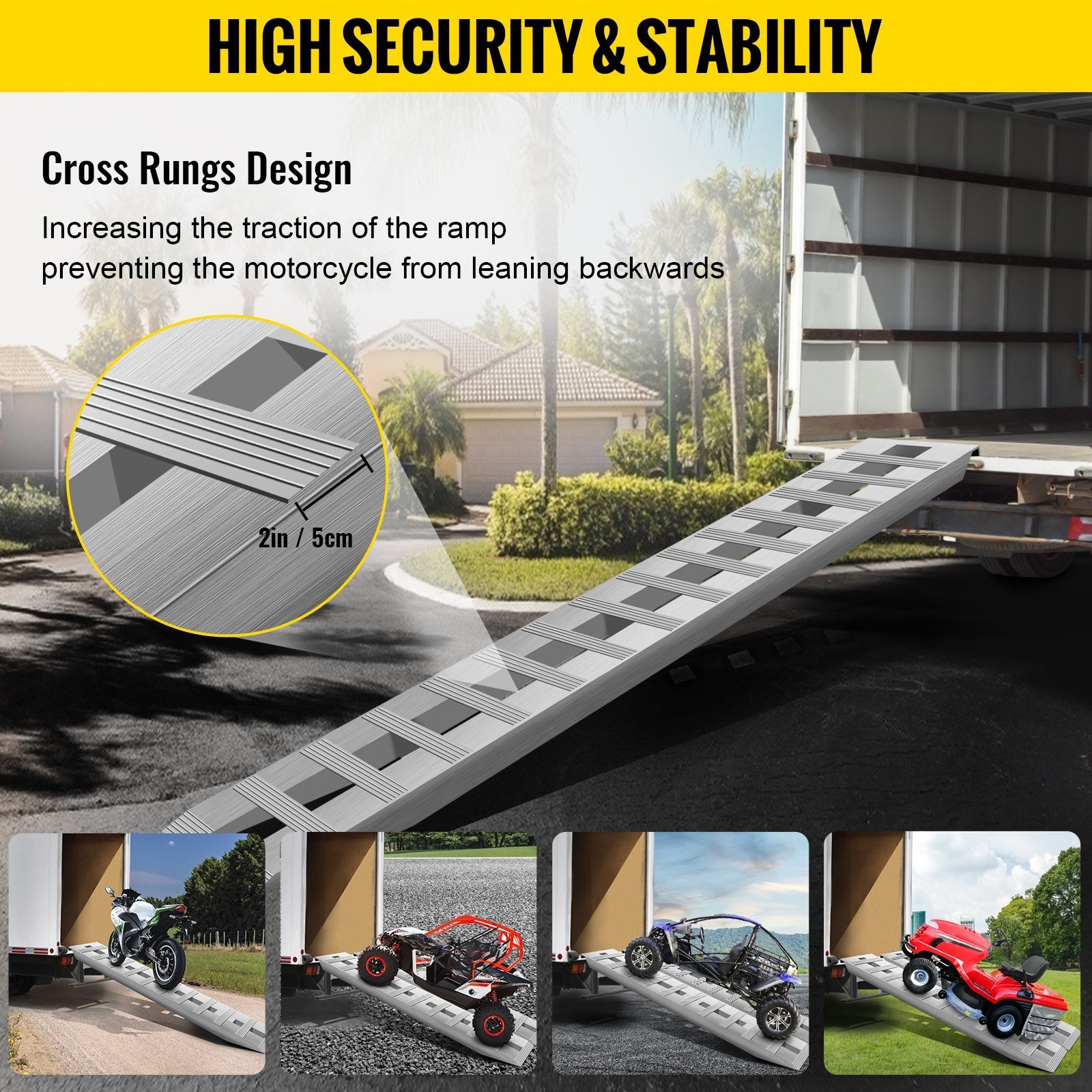 VEVOR 84x14 Inch Aluminum Ramps 6000LBS Capacity Car Trailer Truck ATV ...