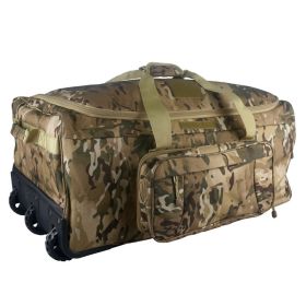 124L Large Capacity Tactical Duffel Bag Rolling Luggage for Heavy-Duty Camping Hiking Luggage Travel Suitcase (Color: Camo)