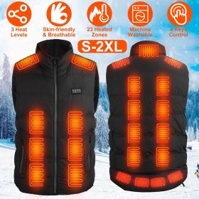 1Pc Heated Vest Men Women Heated Jacket with 23 Heating Zones 3 Heat Levels USB Powered Machine Washable for Winter Hiking Skiing Skating Outdoor Acti (size: L)