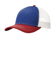 Port Authority Snapback Trucker Cap C112 (Color: Patriot Blue/ Flame Red/ White)