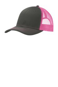 Port Authority Snapback Trucker Cap C112 (Color: Grey Steel/ Neon Pink)